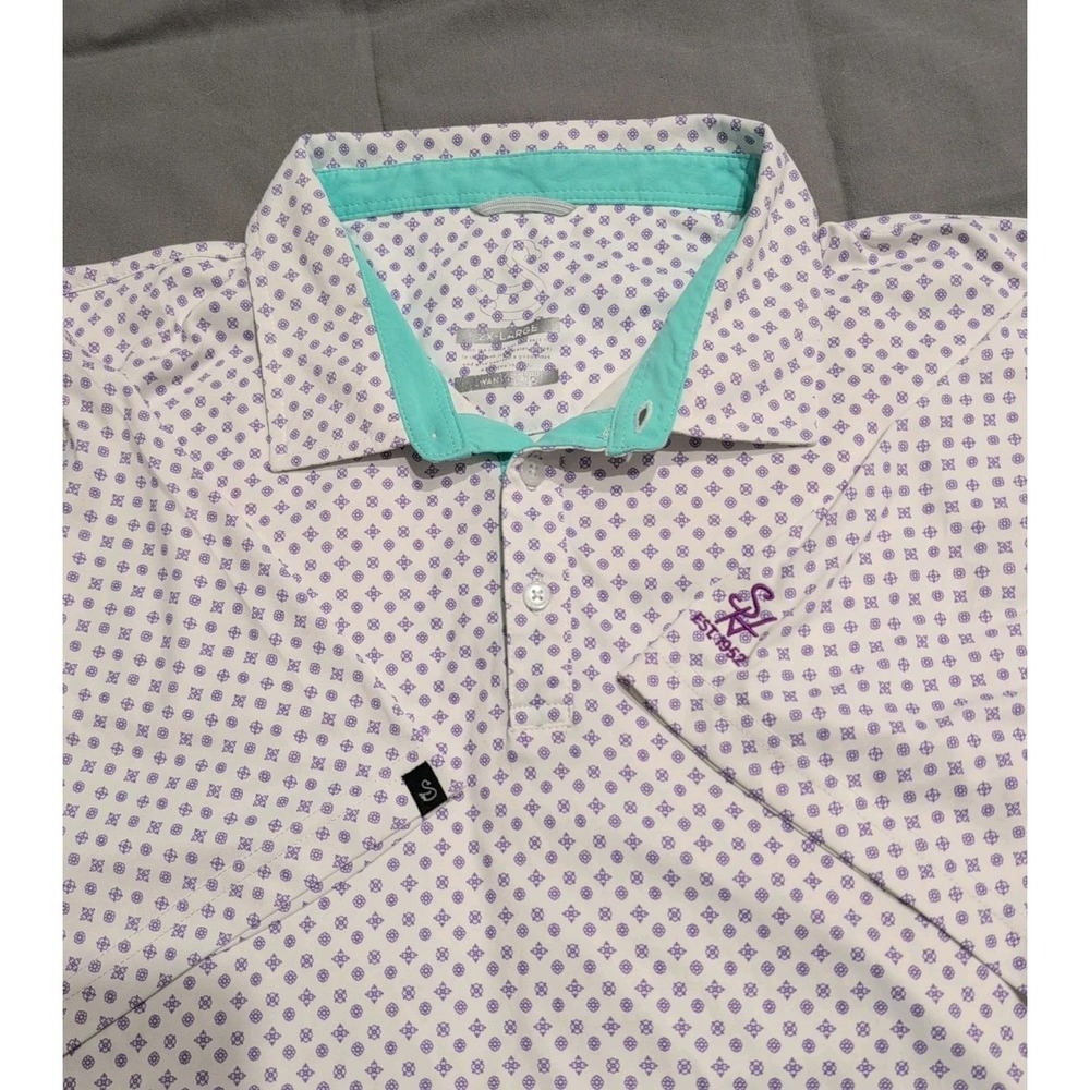 Swannies Golf Polo Shirt‎ Men's XL Purple Micro Floral Performance  Lightweight